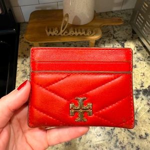 Tory Burch Kira Quilted Card Holder Wallet Red